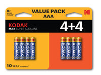 Kodak Max Super AAA batterij alkaline 1,5V 8st