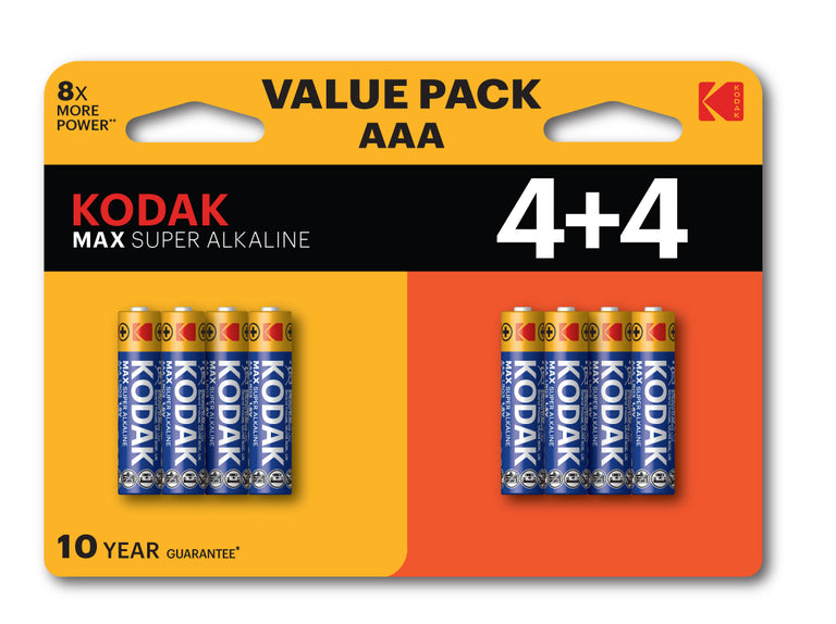 Kodak Max Super AAA batterij alkaline 1,5V 8st