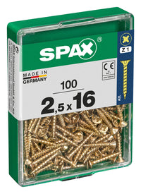 Spax schroef pozidrive verzinkt 2,5x16mm 100st