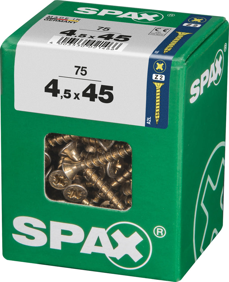 Spax schroef pozidrive verzinkt 4,5x45mm 75st