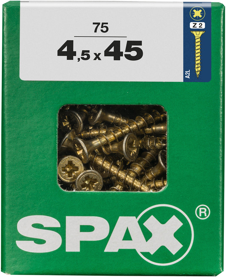 Spax schroef pozidrive verzinkt 4,5x45mm 75st