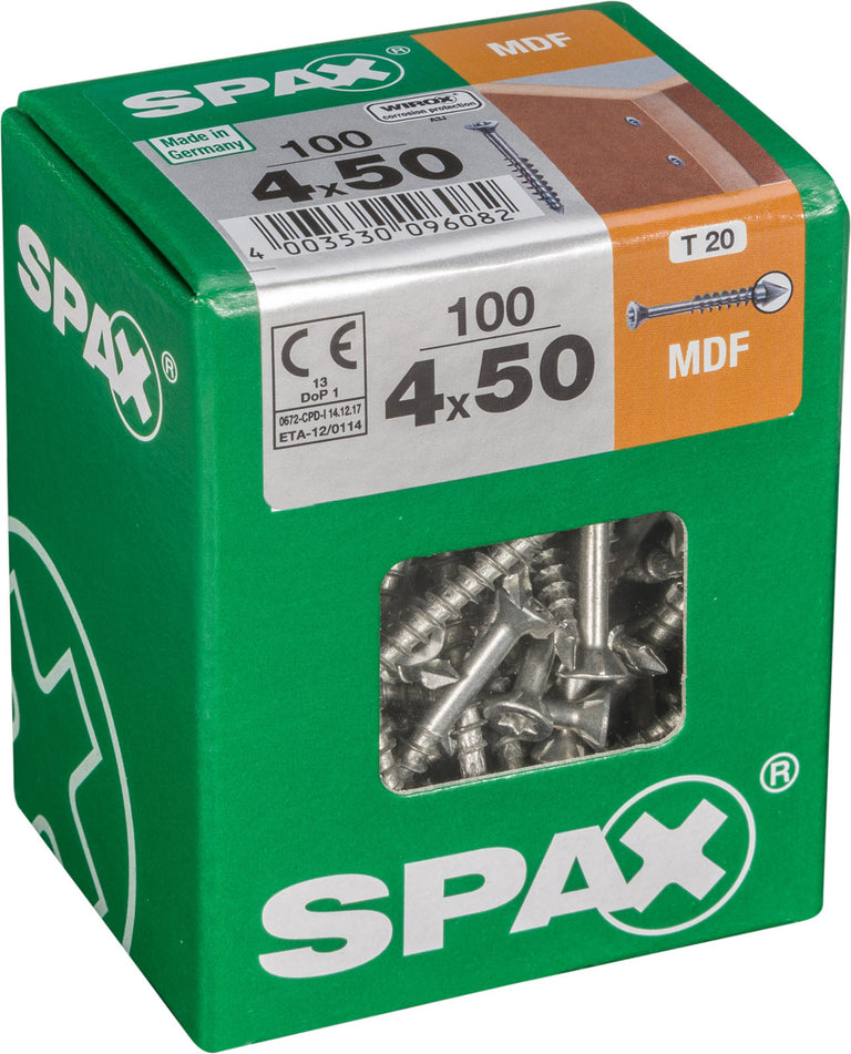 Spax mdf-schroef T-star plus platkop 4x50mm 100st