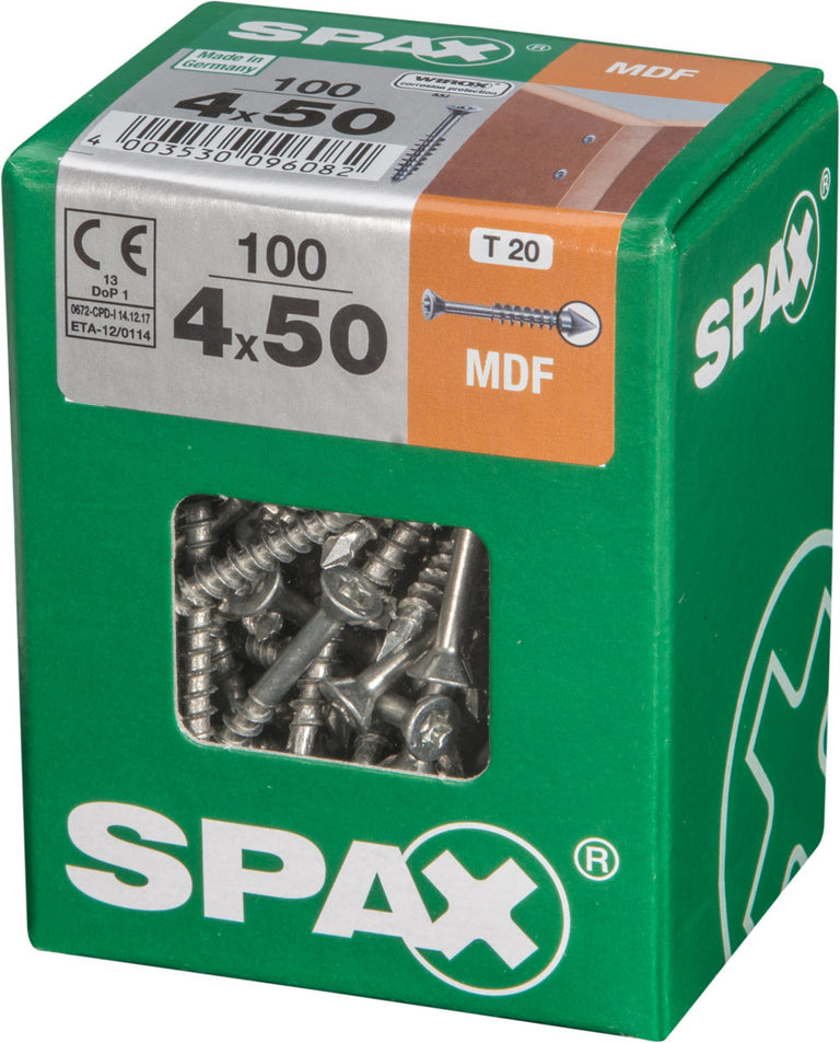 Spax mdf-schroef T-star plus platkop 4x50mm 100st