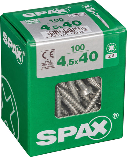 Spax schroef kopboring 4,5x40mm 100st