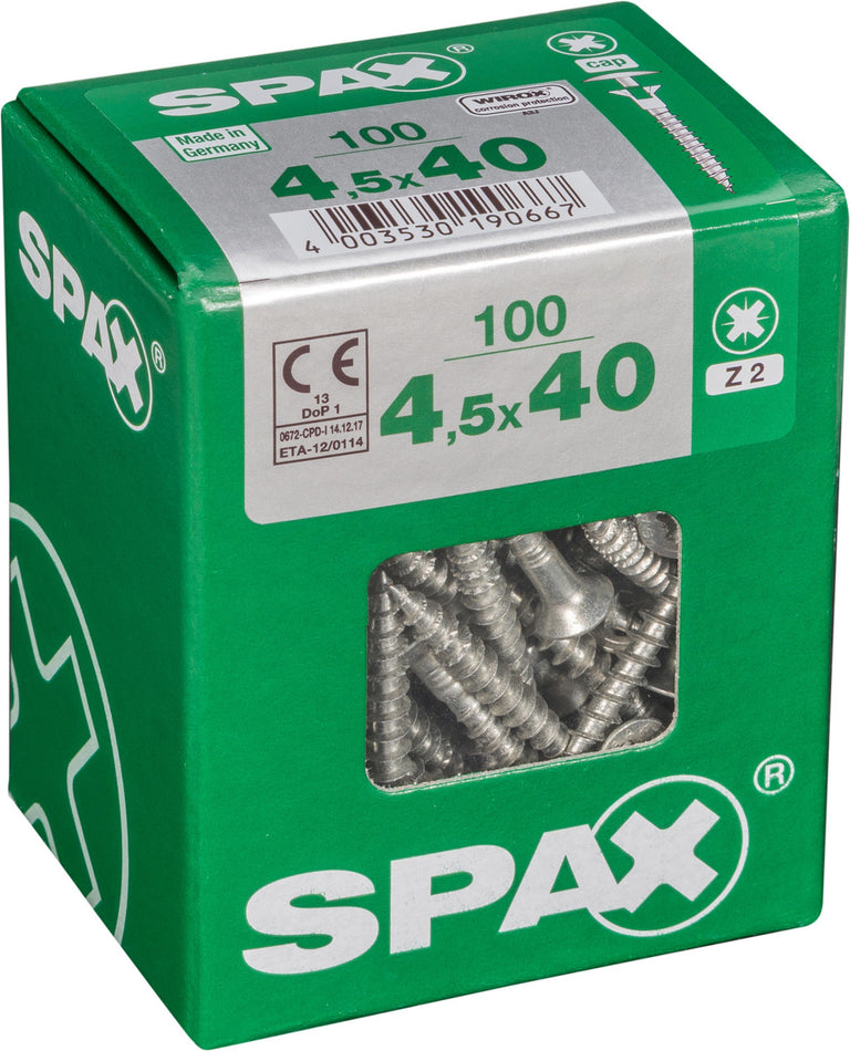 Spax schroef kopboring 4,5x40mm 100st