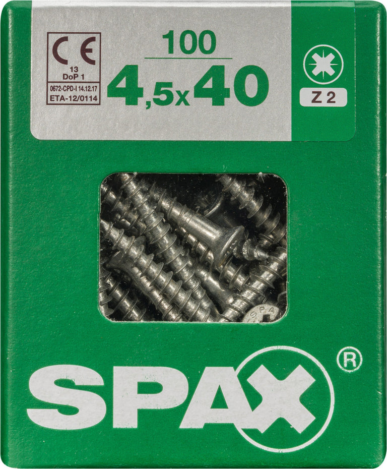 Spax schroef kopboring 4,5x40mm 100st