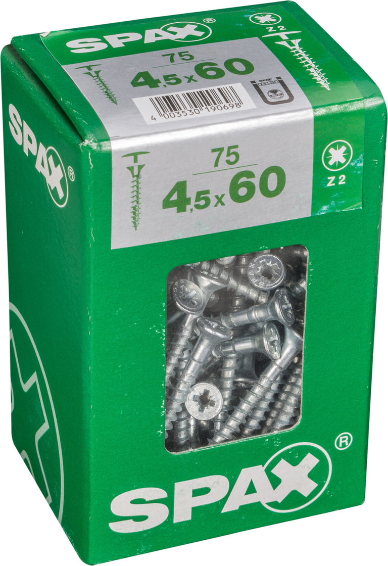 Spax schroef kopboring 4,5x60mm 75st
