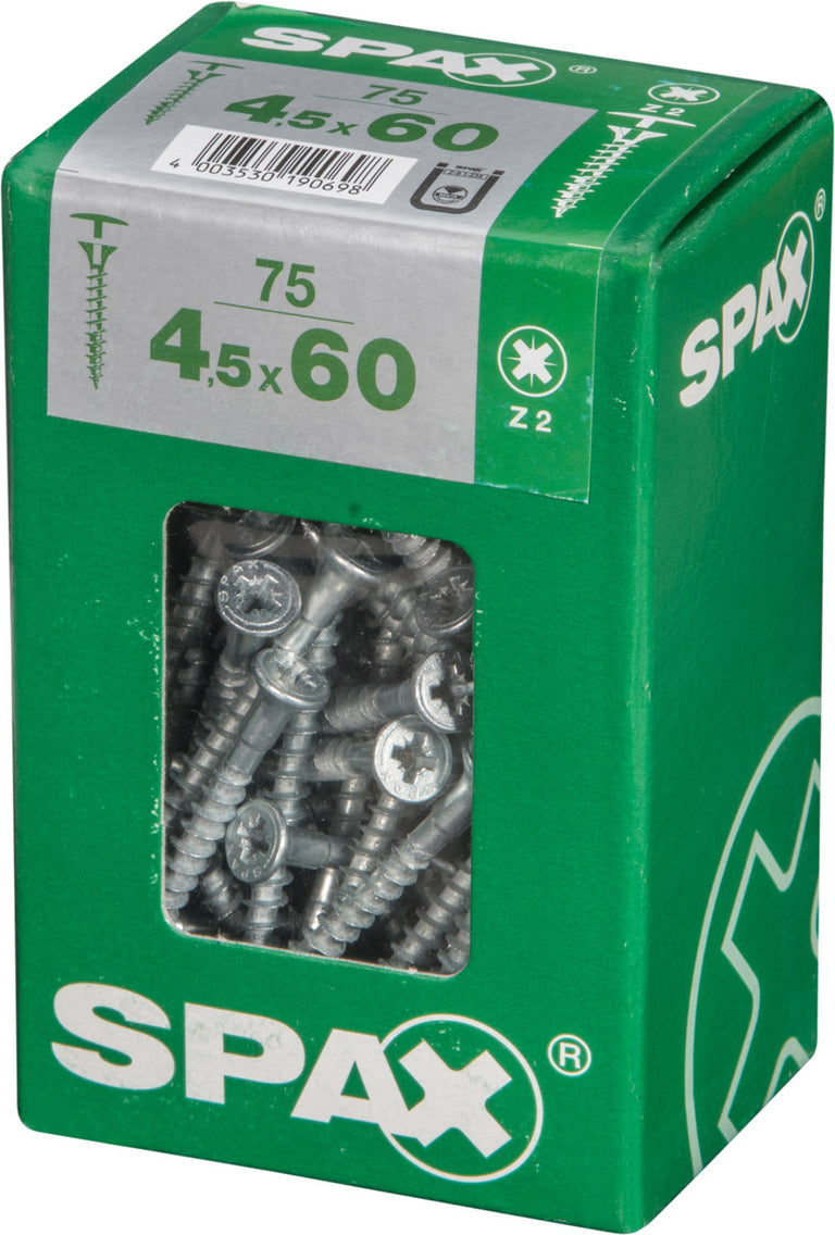 Spax schroef kopboring 4,5x60mm 75st