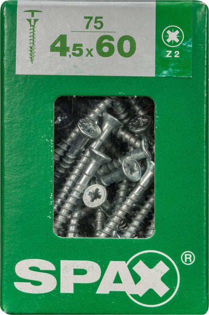 Spax schroef kopboring 4,5x60mm 75st