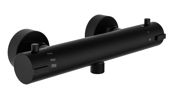 Schutte London thermostaatkraan douche mat zwart 12cm