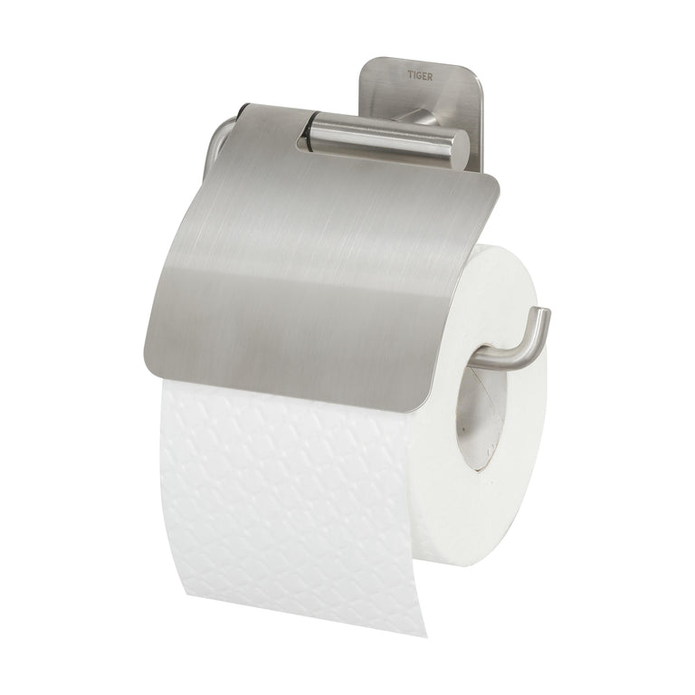 Tiger Colar toiletrolhouder + klep enkel RVS geborsteld