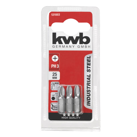 KWB Industrial Steel schroefbits PH3 25 mm 3 stuks