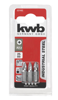 KWB Industrial Steel schroefbits PZ2 25 mm 3 stuks