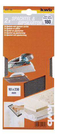 KWB schuurstrook spachtel/gips K180 93x230mm 2 stuks