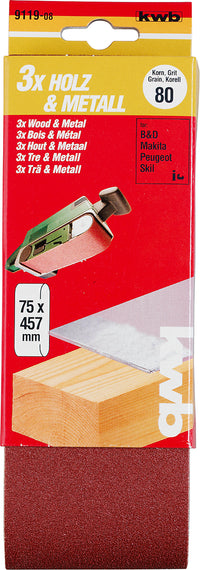 KWB schuurband K40 75x457mm 3 stuks