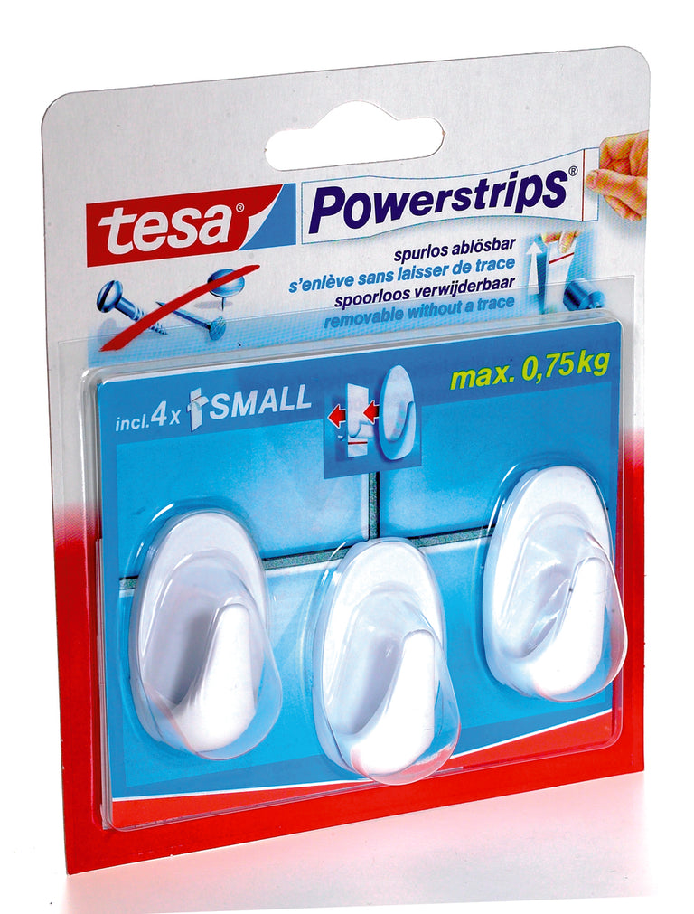 Tesa Powerstrips haak small ovaal kunststof dubbel wit 3st