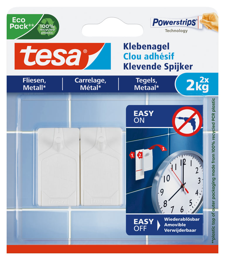 Tesa Powerstrips klevende spijker rechthoek kunststof wit 2st