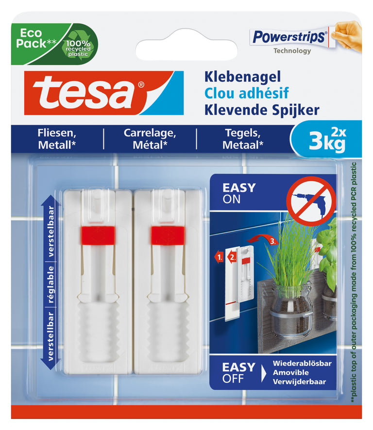 Tesa Powerstrips klevende spijker rechthoek kunststof wit 2st
