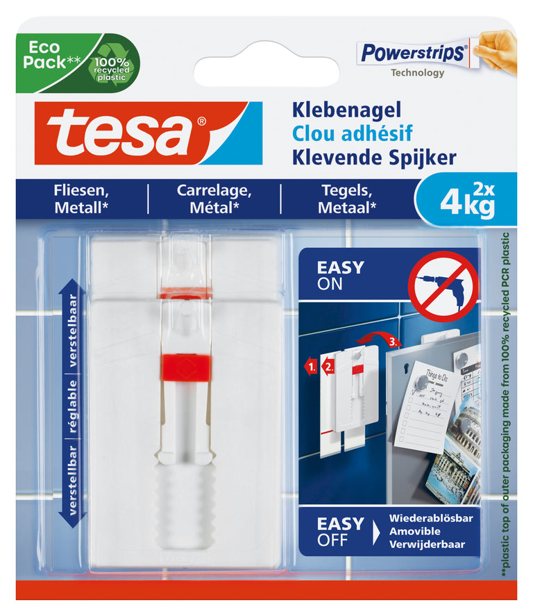 Tesa Powerstrips klevende spijker rechthoek kunststof wit 2st