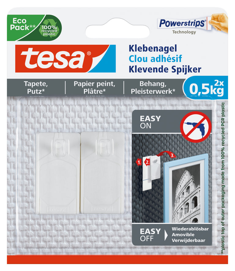 Tesa Powerstrips klevende spijker rechthoek kunststof wit 2st