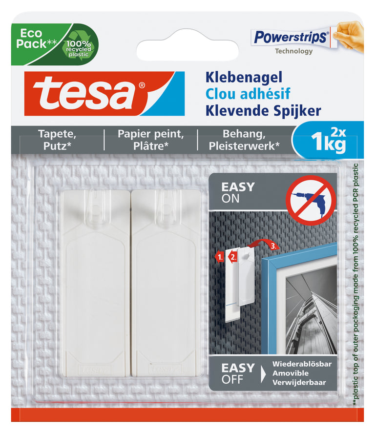 Tesa Powerstrips klevende spijker rechthoek kunststof wit 2st