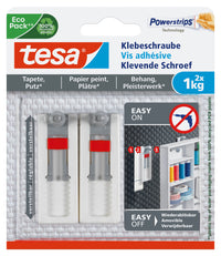 Tesa Powerstrips verstelbare schroef rechthoek kunststof wit 2st