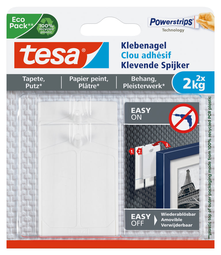 Tesa Powerstrips klevende spijker rechthoek kunststof wit 2st
