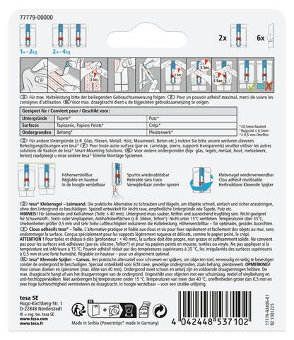 Tesa Powerstrips klevende spijker kunststof wit 2kg 2st
