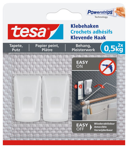 Tesa Powerstrips klevende haak kunststof wit 500gr 2st