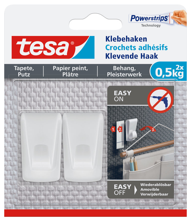 Tesa Powerstrips klevende haak kunststof wit 500gr 2st