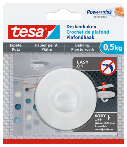 Tesa Powerstrips plafondhaak kunststof wit 500gr