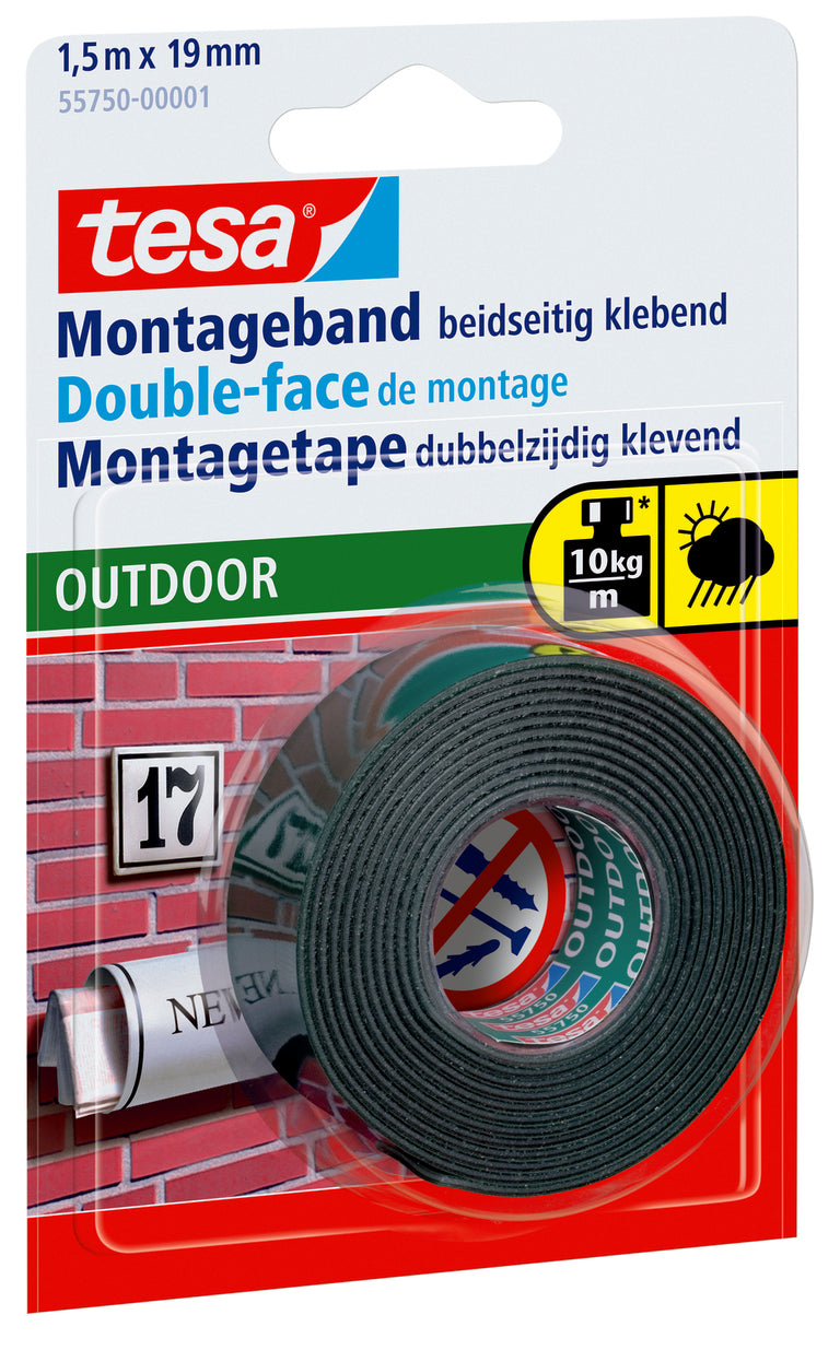 Tesa Powerbond Outdoor montagetape wit 19mm 1,5m