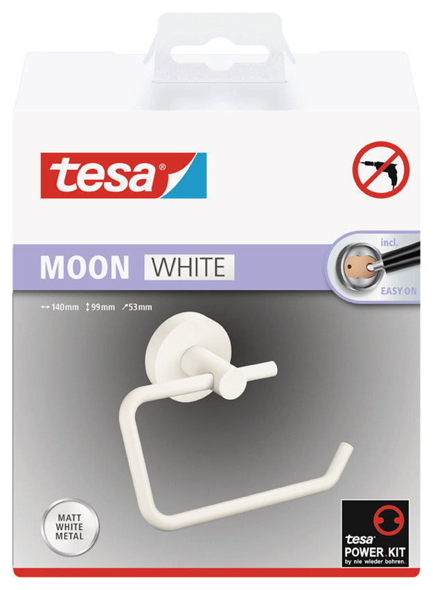 Tesa Moon toiletrolhouder rond metaal lijm kit wit