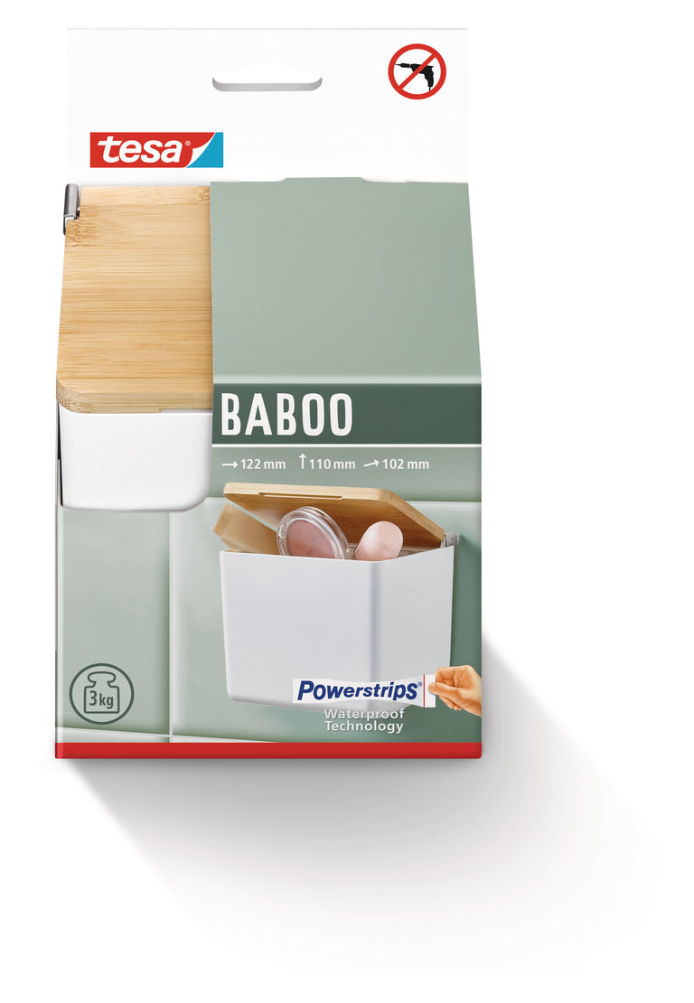 Tesa Baboo opbergbox rechthoek kunststof dubbel wit