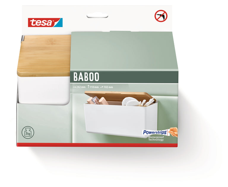 Tesa Baboo opbergbox rechthoek kunststof dubbel wit