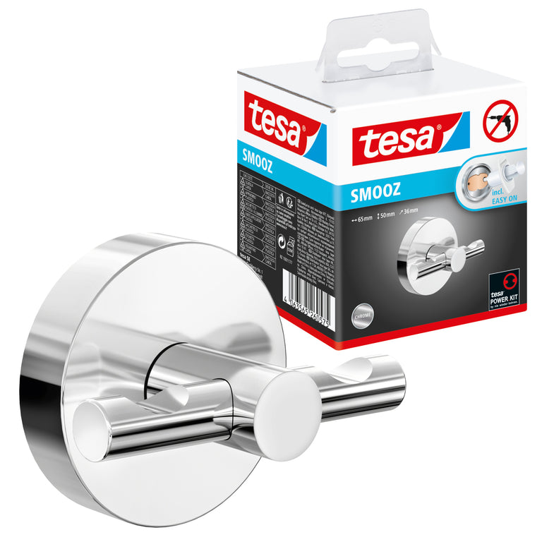 Tesa Smooz haak RVS dubbel zilver