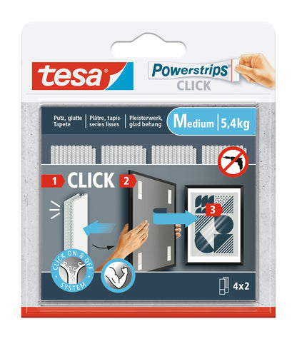 Tesa Powerstrips Click M wit 8st