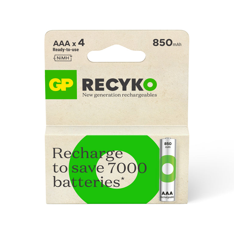 GP Recyko AAA batterij NiMH oplaadbaar 850mAh 1,2V 4st