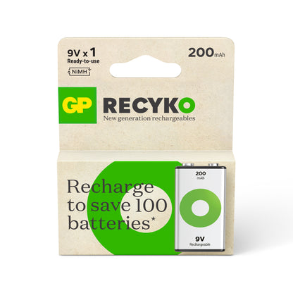 GP Recyko 9V batterij NiMH oplaadbaar 200mAh 8,4V 1st