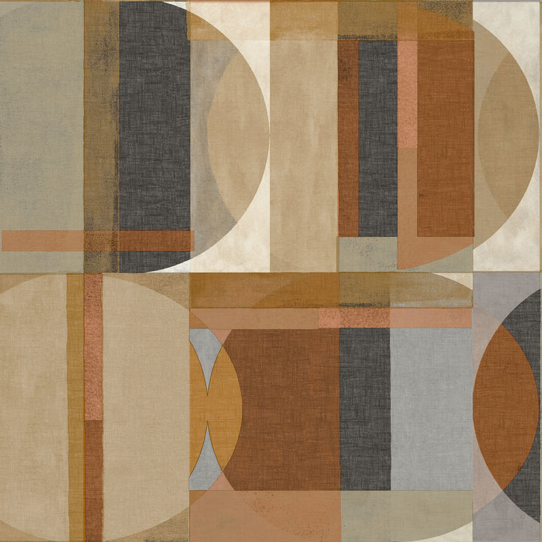 Arcadia Sojo vliesbehang geometrisch bruin, blauw 53cmx10m