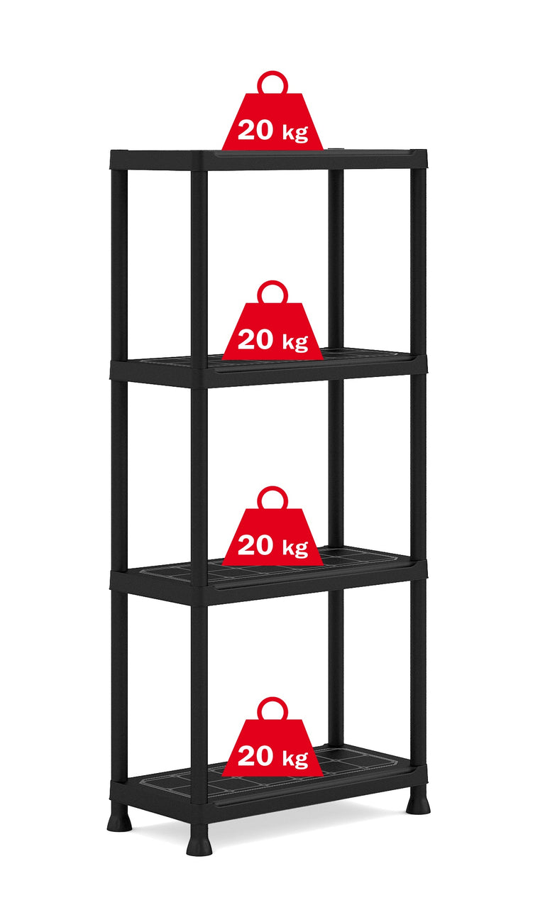 Keter Plus stellingkast kunststof zwart 60x30x135cm 20kg