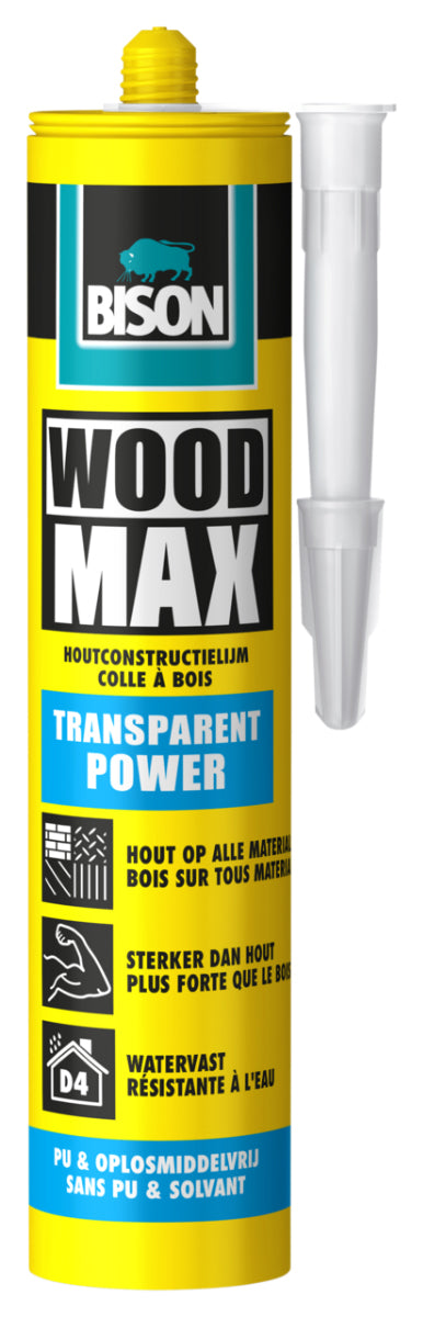 Bison Wood max houtconstructielijm elastisch transparant 320gr
