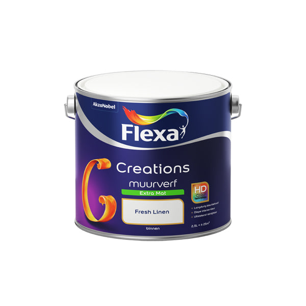 Flexa Creations muurverf extra mat 3000 fresh linen 2,5l