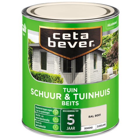 Cetabever schuur & tuinhuis zijdeglans RAL9001 wit 750 ml