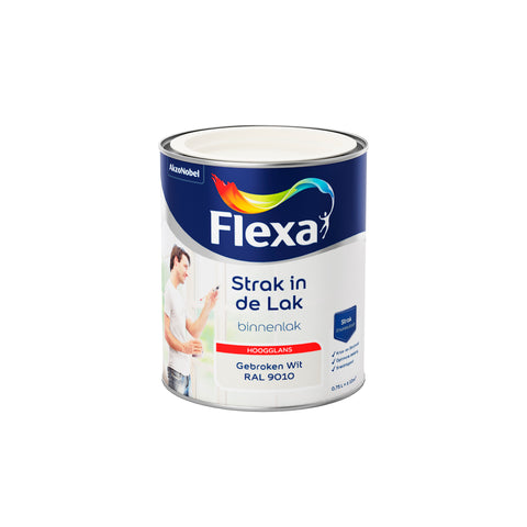 Flexa Strak in de Lak hoogglans RAL9010 gebroken wit 750ml