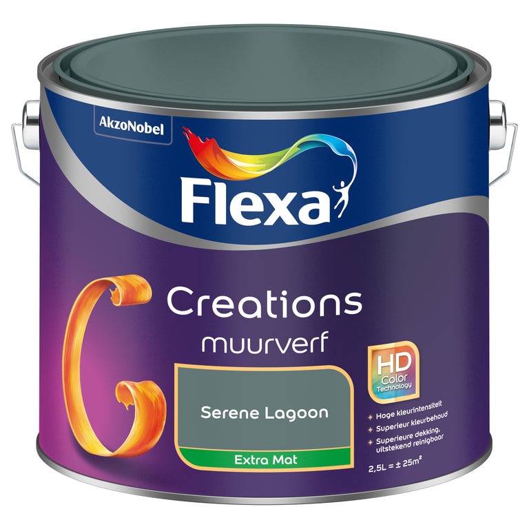 Flexa Creations muurverf extra mat serene lagoon 2,5L