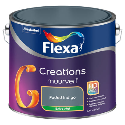 Flexa Creations muurverf extra mat faded indigo 2,5L