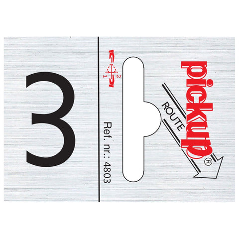 Pickup pictogram route cijfer 3 aluminium 25x44mm