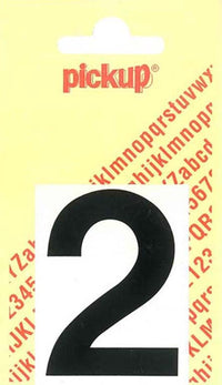 Pickup Helvetica plakcijfer 2 zwart 40mm