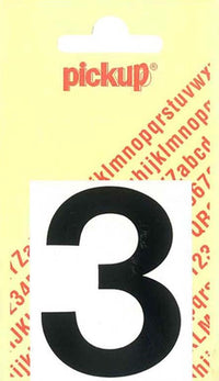 Pickup Helvetica plakcijfer 3 zwart 40mm